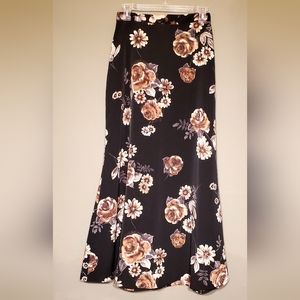 Star C.C.C. Long Black Floral Maxi Skirt